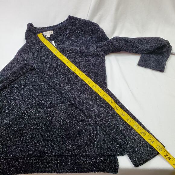 Maison Jules Sweater Women Medium Chenille Black Metallic V-Neck Long Sleeve New - Picture 4 of 12